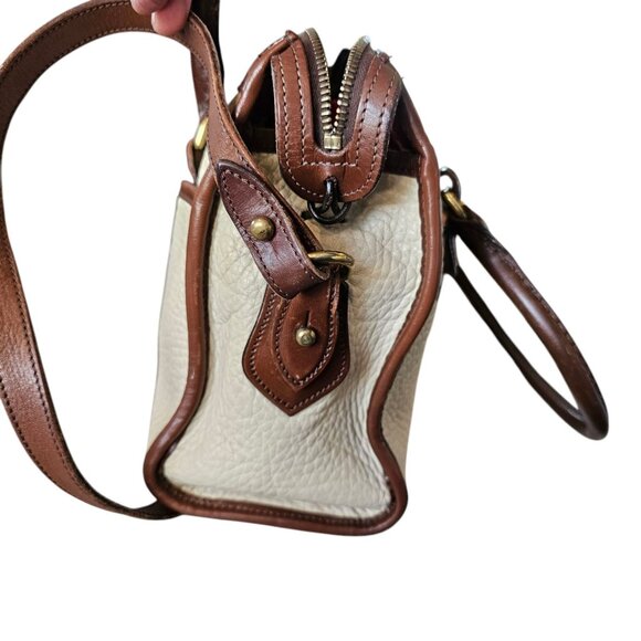 VTG Dooney & Bourke SATCHEL All Weather Leather Pebble creme BONE Broke Zipper - Picture 9 of 15